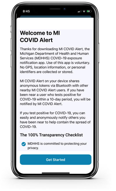 MI COVID Alert exposure notification app