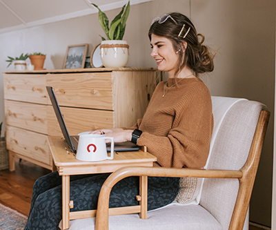 a woman working from home