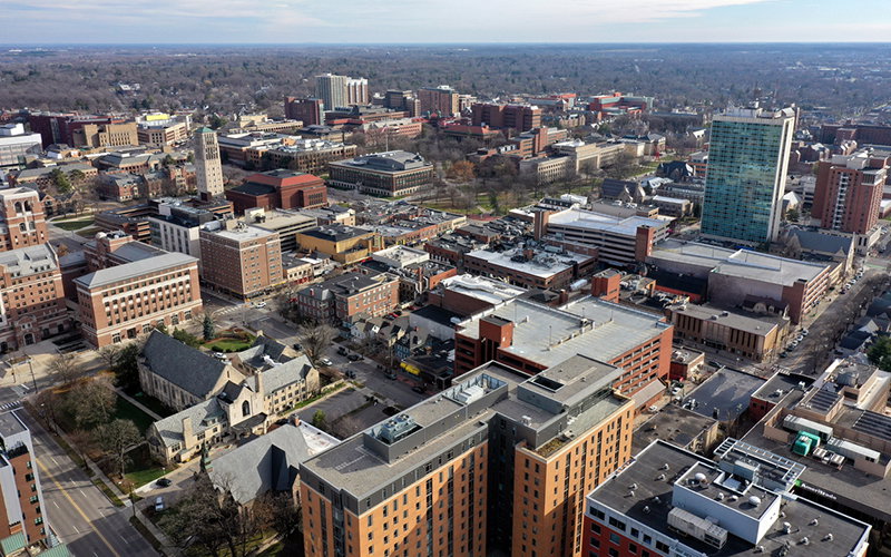 Aerial View of Ann Arbor and the University of Michigan