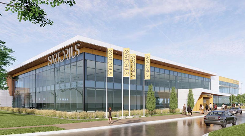 Pharmaceutical and laboratory equipment provider Sartorius is buildings a 130,000-square-foot Center of Excellence in the Ann Arbor Research Park. // Courtesy of Sartorius