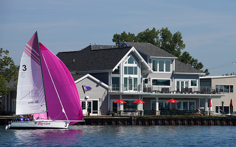 Knots Landing - The Bayview Yacht Club in Detroit recently replaced its clubhouse and riverfront deck, at a cost of $6 million. // Courtesy of the Bayview Yacht l