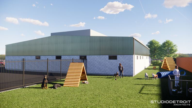The new DACC facility will feature expanded outdoor space. // Courtesy of Studio Detroit Architects