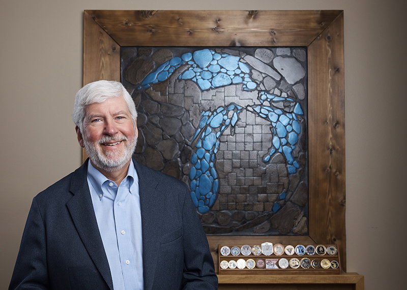 Travelin’ Man - During his time as Michigan’s governor from 2011 to 2018, Rick Snyder visited all 83 counties. He also traveled around the world marketing Michigan as a manufacturing and tech hub, including stops in Europe, the Middle East, and Asia. // All photographs by Matthew Lavere