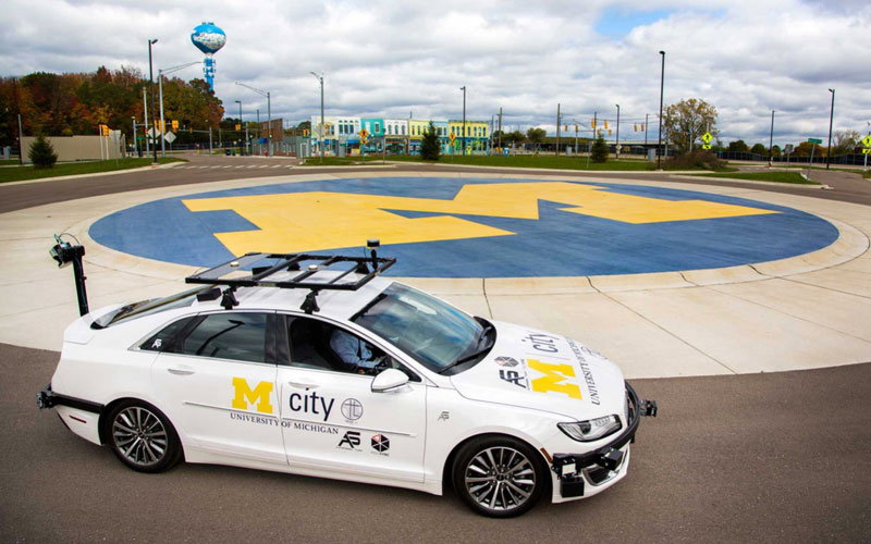 A specially equipped Lincoln MKZ, based at Mcity, is an open-source connected and automated research vehicle available to U-M faculty and students, startups, and others to help accelerate innovation. // Courtesy of Joseph Xu/U-M Engineering