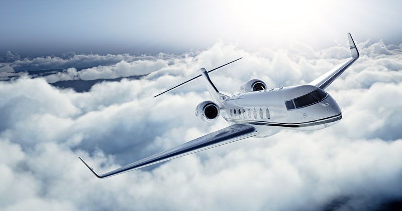 Private jet in air