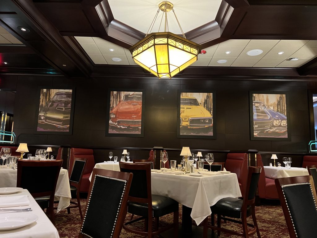 Mahogany walls in restaurant