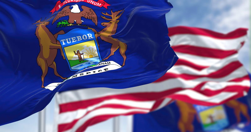 Michigan Flag waving