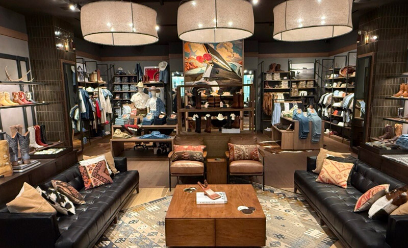 The boot lounge is part of the new Tecovas store in The Somerset Collection in Troy.