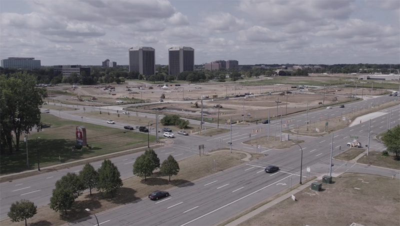 Aerial view of the site for Kroger’s upcoming Dearborn store