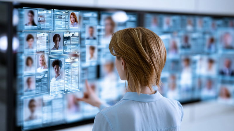 Person using a touchscreen computer