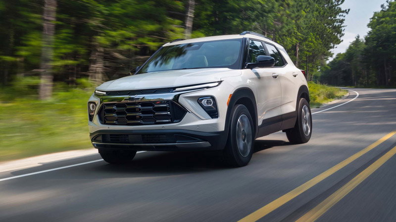 The 2027 Chevrolet Trailblazer Z71 preproduction model with White Sands exterior paint hits the road.