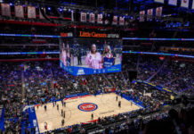 Detroit Pistons Tip Off 2026-27 Season with Oct. 20 Celebration at Little Caesars Arena Aerial view of the Detroit Pistons court.